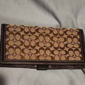 Coach Brown Patterned Checkbook Holder
